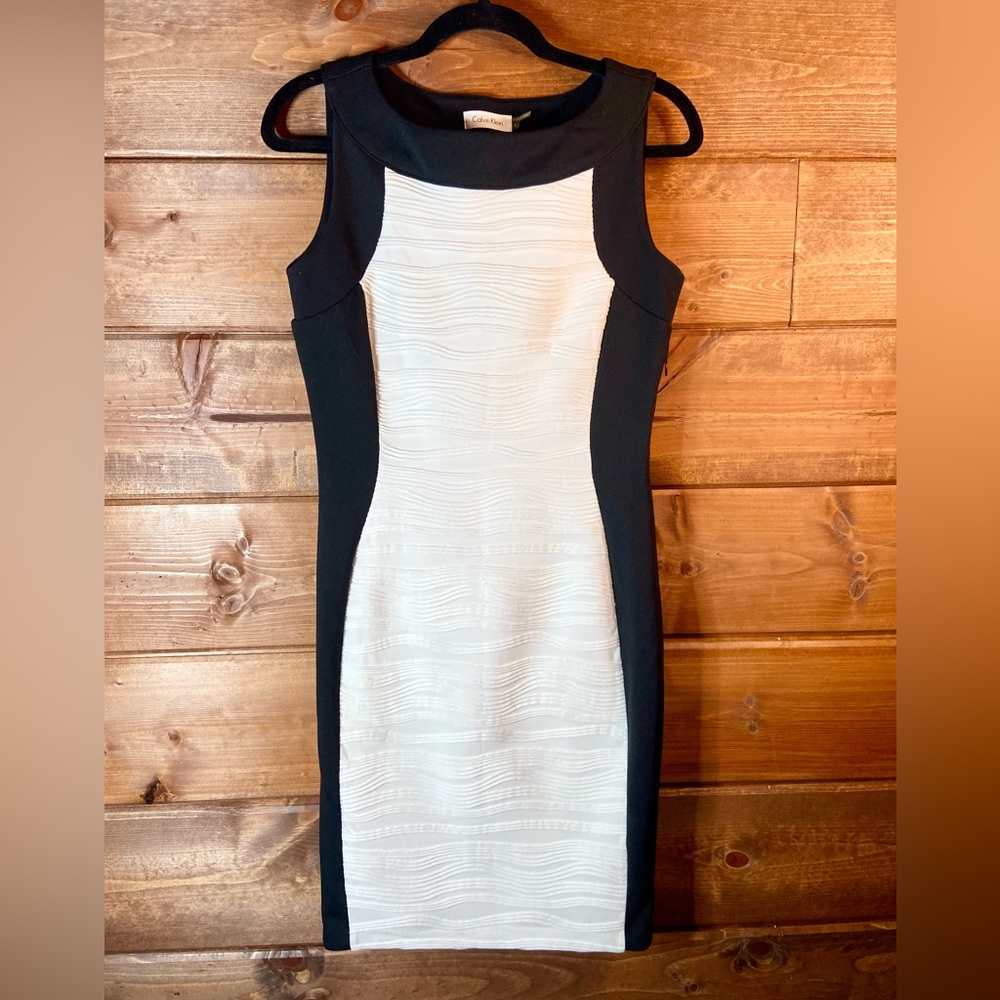 Calvin Klein Black and White Mini Dress Size 4
